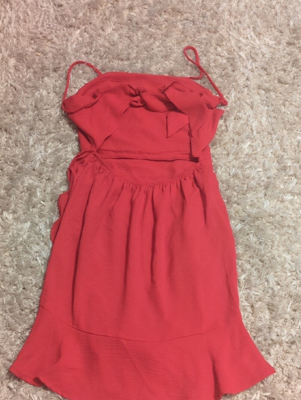 Source Unknown Red Ruffle Hem Spaghetti Strap Dress - Picture 3 of 5